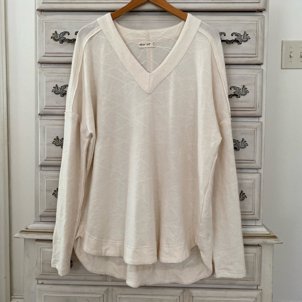 Vici Cream V-Neck Long Sleeve Top